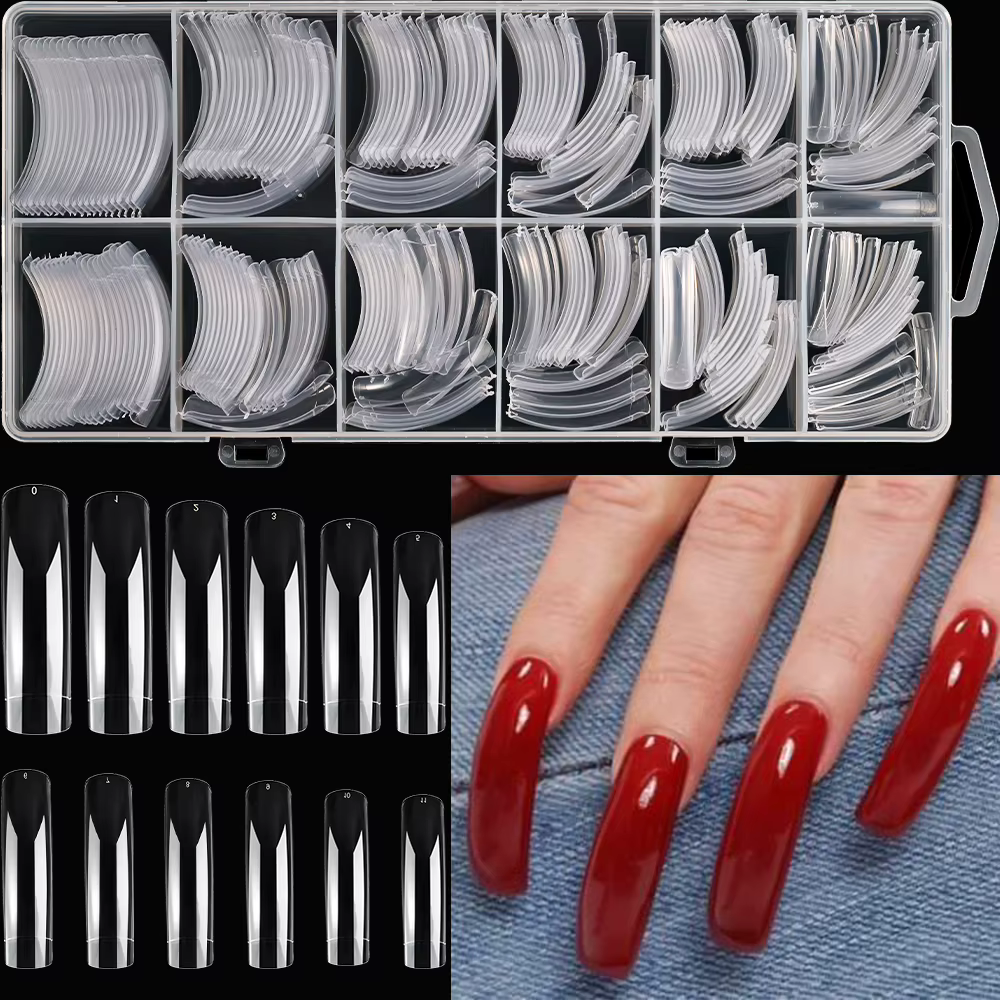 240PC Hawk incurvé longs carrés faux ongles 12 taille XXL courbe Extra profonde couverture complète acrylique