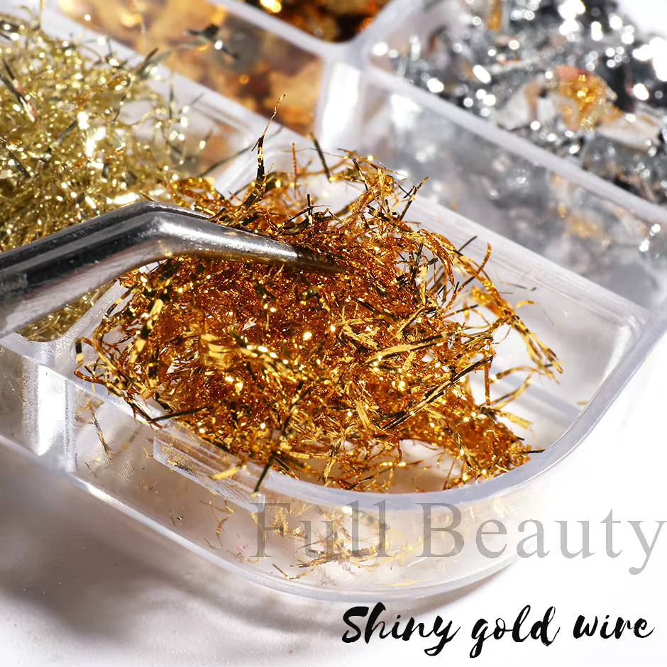 Feuille d'aluminium Nail Art Paillettes or argent flocons