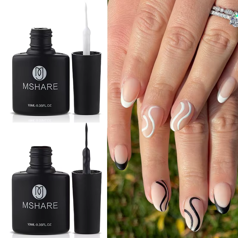 MSHARE Ongles Abstraits Rose Blanc Ligne Liner Gel Nail Art 10 ml