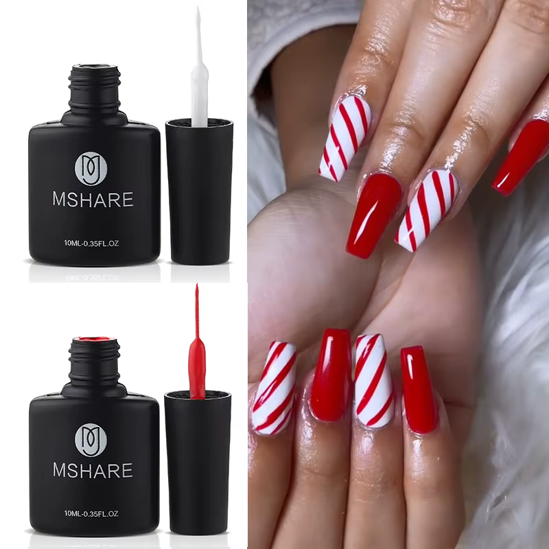 MSHARE Ongles Abstraits Rose Blanc Ligne Liner Gel Nail Art 10 ml
